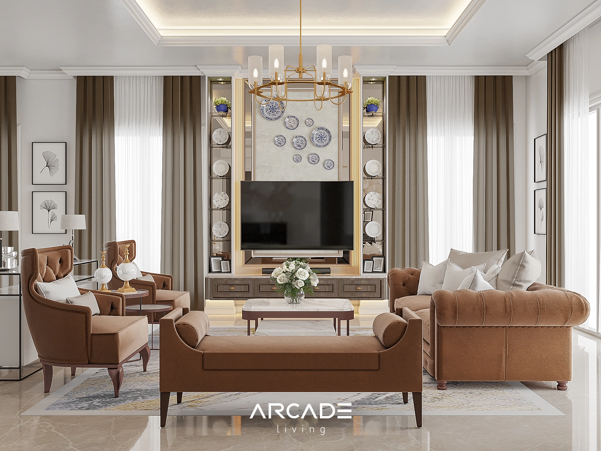 Jasa Interior Ruang Tamu Berkelas oleh Arcade Living Tangerang, Banten: Menghadirkan Eksklusivitas